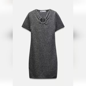 METAL APPLIQUE KNIT DRESS